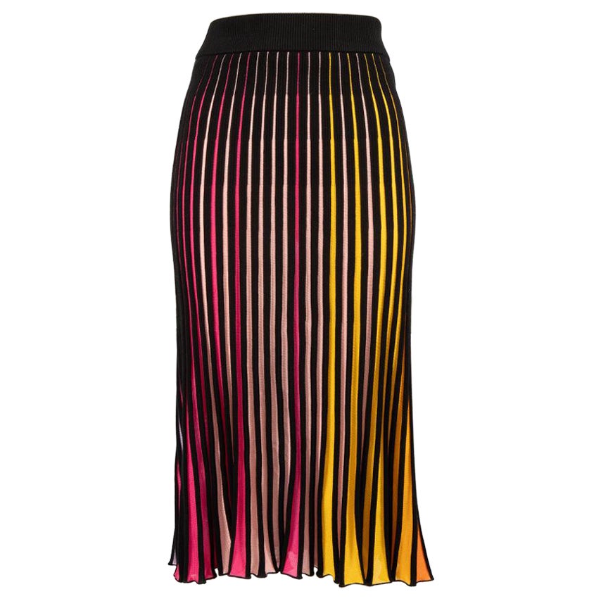Kenzo Striped Pleated Knit Midi Skirt Size XS For Sale