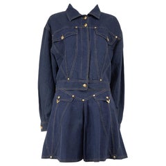 Used Versace Blue Jacket & Skirt Matching Set Size L