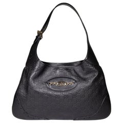 Gucci Guccissima Medium Hobo Tasche aus schwarzem Leder Guccissima