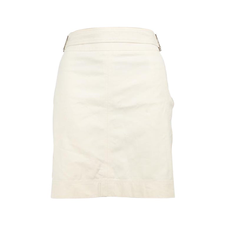 Gucci Ecru Belted Mini Skirt Size L For Sale