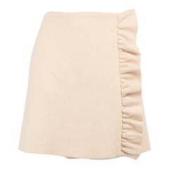 Miu Miu Pink Wool Ruffle Trimmed Mini Skirt Size M