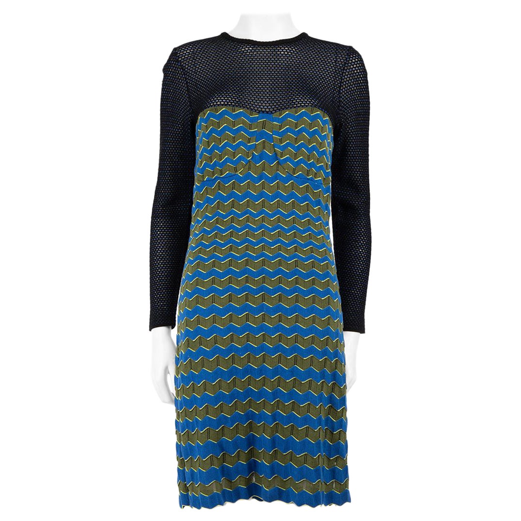 Missoni Zigzag Striped Long Sleeve Midi Dress Size L en vente