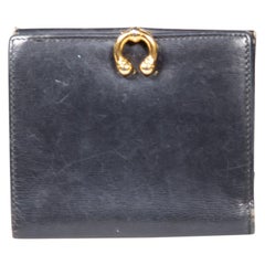 Gucci Black Leather Buckle Detail Bifold Wallet (Portefeuille de poche en cuir noir avec boucle)