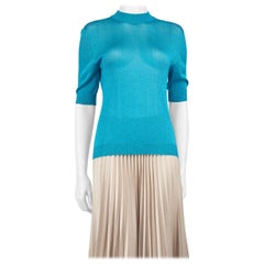 Missoni Blue Metallic Sheer Knitted Top Size L