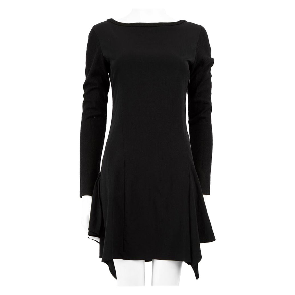 Yohji Yamamoto Black Ruffle Skirt Mini Dress Size S For Sale