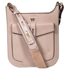 Used Tom Ford Beige Grain Leather Medium T-Twist Crossbody Bag