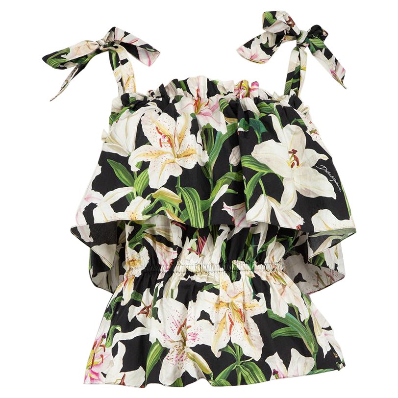 Dolce & Gabbana - Haut imprimé Lily avec volants, taille XS en vente