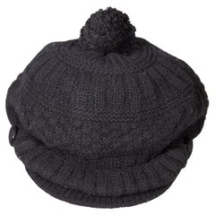 Yohji Yamamoto Black Wool Pom Pom Knit Hat