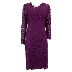 Elie Tahari Purple - Robe midi à col rond en dentelle - Taille XXL