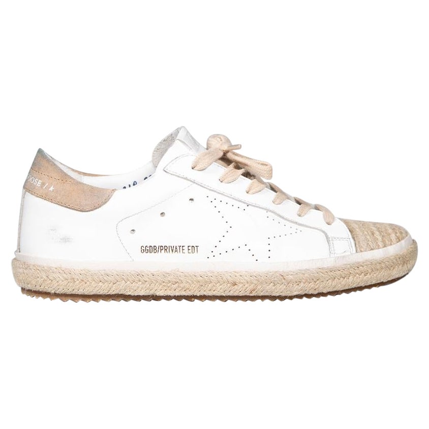 Golden Goose White Leather Distressed Superstar Trainers Size IT 36 For Sale