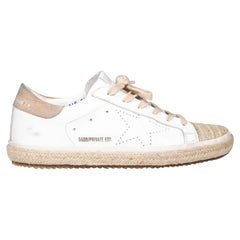 Used Golden Goose White Leather Distressed Superstar Trainers Size IT 36