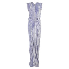 Bottega Veneta Lilac Velvet Ruched Zip Maxi Dress Size S