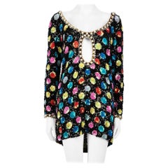 Ashish Polka Dot Sequin Mini-robe bordée de fausses perles Taille L