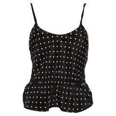 La Perla Black Silk Polka Dot Print Top Size L