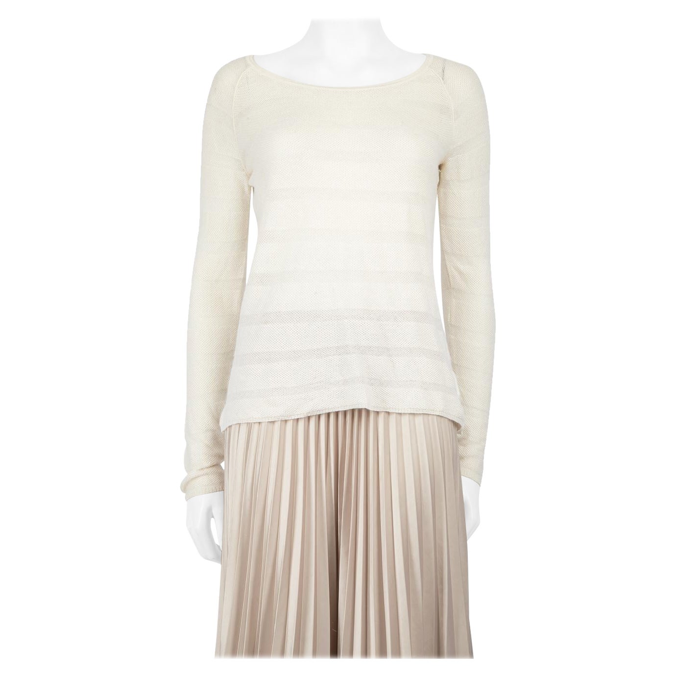 Loro Piana Cream Cashmere Striped Knit Top Size S For Sale