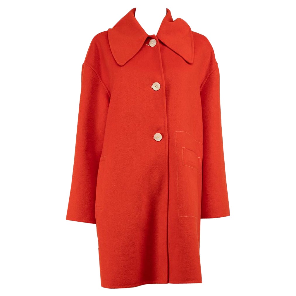 Ganni Red Wool Mid-Length Coat Size M For Sale