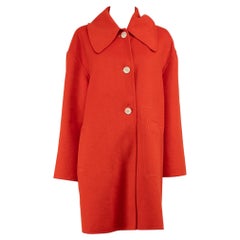 Ganni Red Wool Mid-Length Coat Size M