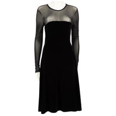 Ganni - Robe en velours noir à empiècements transparents - Taille M