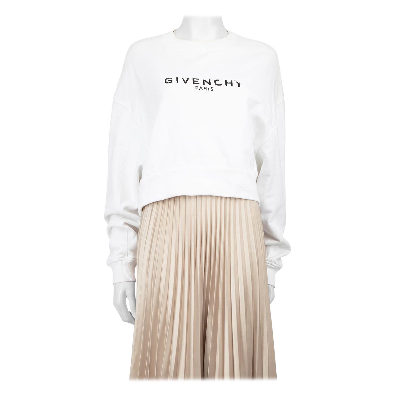 Givenchy White Logo Print Cropped Jumper Size S For Sale