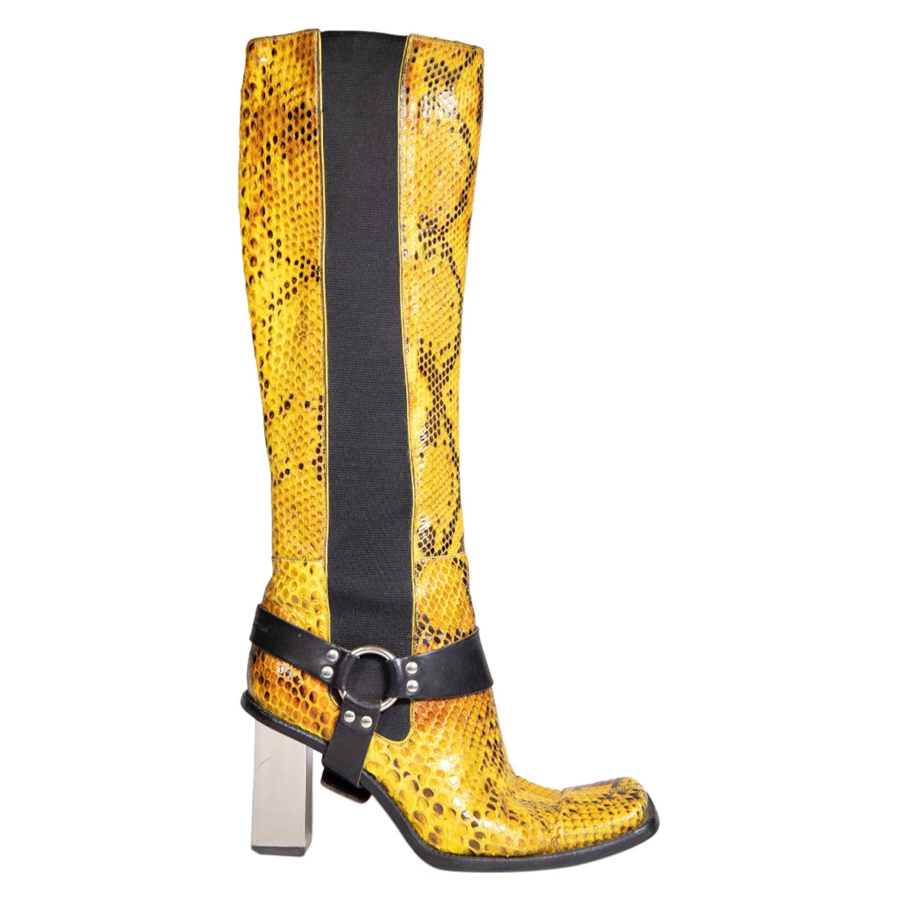 Dolce & Gabbana Yellow Python Knee High Boots Size IT 39 For Sale