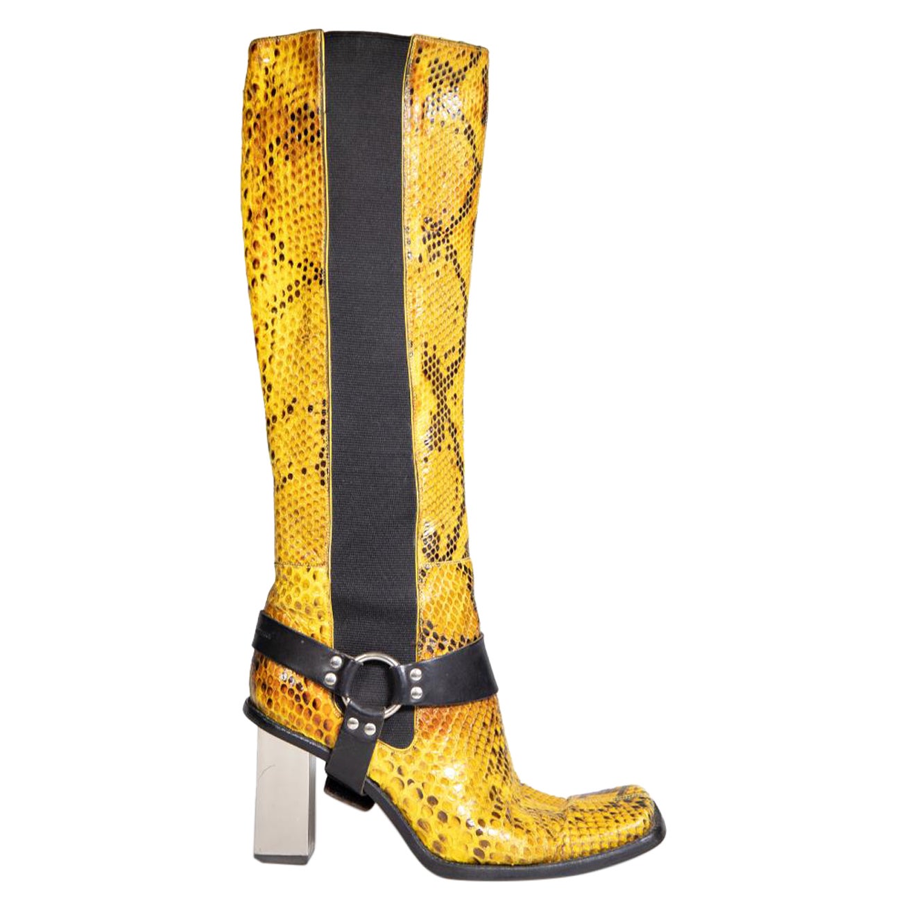 Dolce and Gabbana Yellow Python Knee High Boots Size IT 39 For Sale at ...
