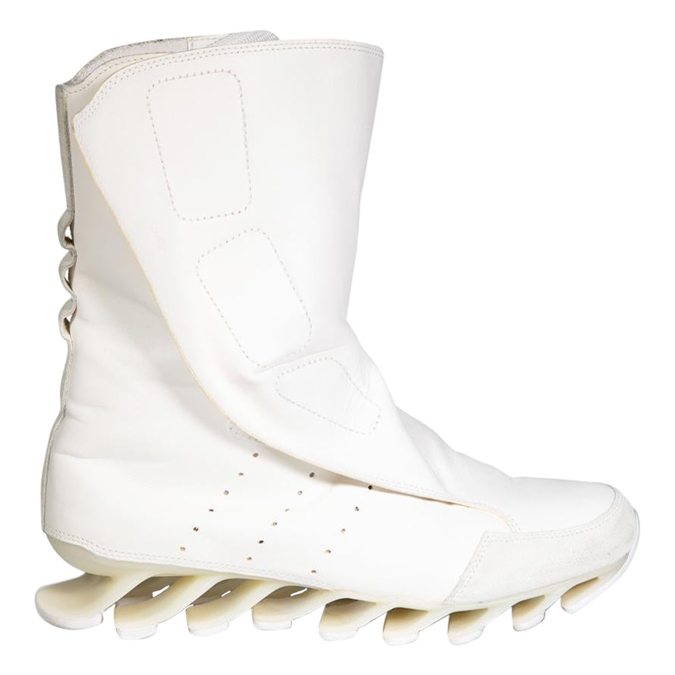 Rick Owens Adidas x Rick Owens - Bottes Springblade en cuir blanc, taille UK 6 en vente