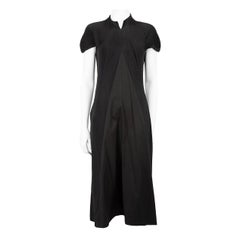 Yohji Yamamoto Schwarzes Midikleid mit Kapuzenärmeln Größe M