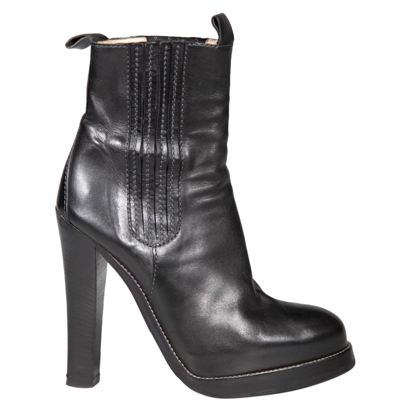 Balenciaga Black Leather Ankle High Heel Boots Size IT 40 For Sale