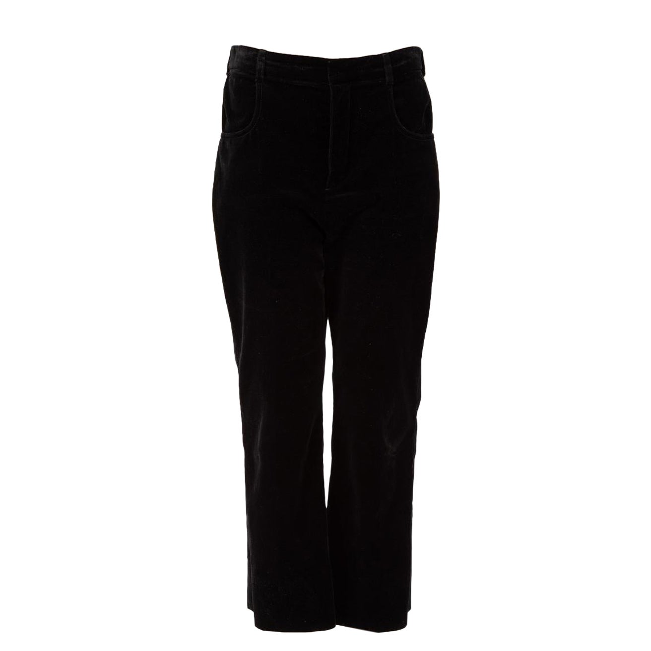 Saint Laurent Black Velvet Straight Leg Trousers Size L For Sale