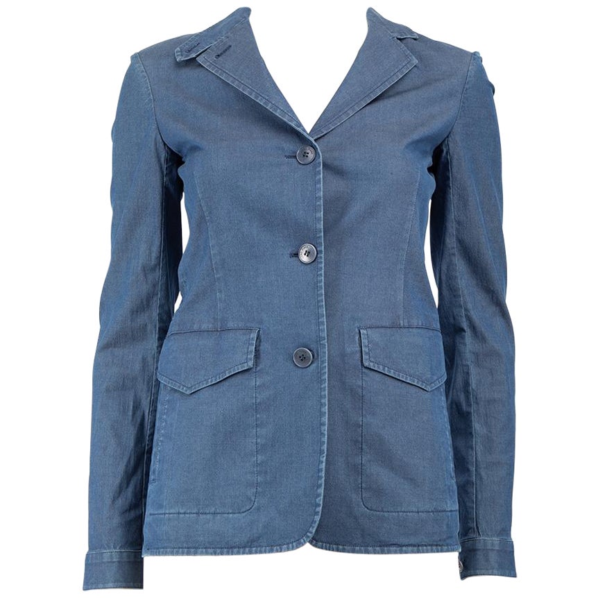 Loro Piana Blue Lightweight Denim Tailored Blazer Size XS For Sale