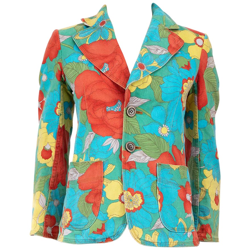 Junya Watanabe x Comme Des Garcons Floral Print Denim Jacket Size S For Sale