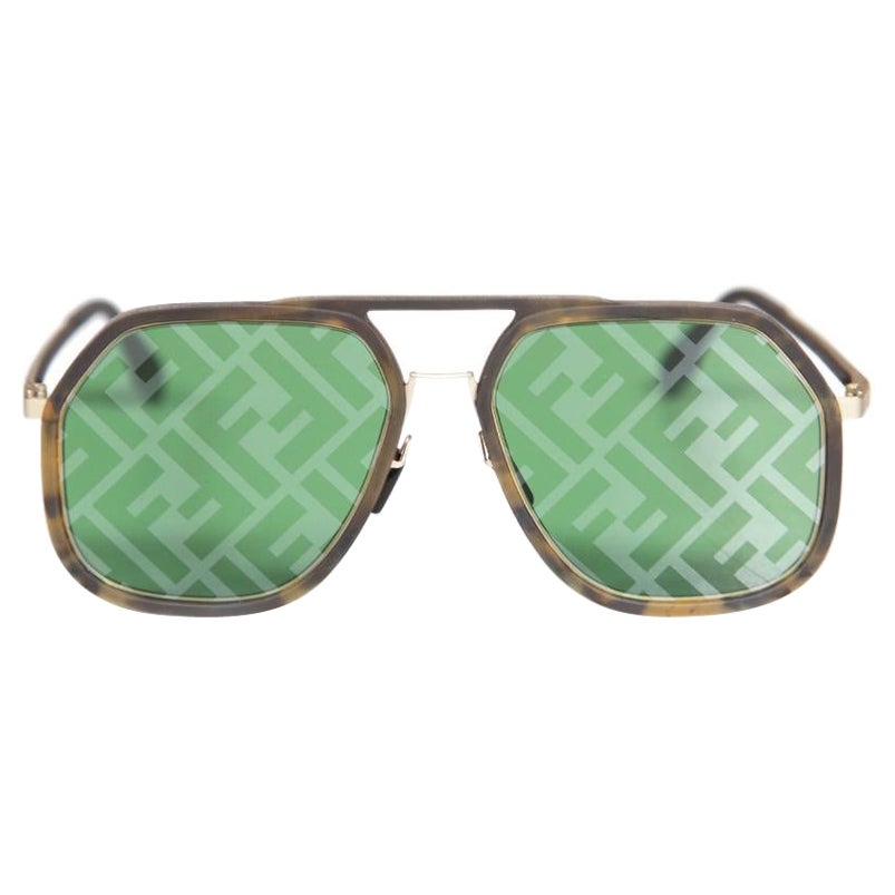 Fendi Green Mirror Navigator Sunglasses For Sale