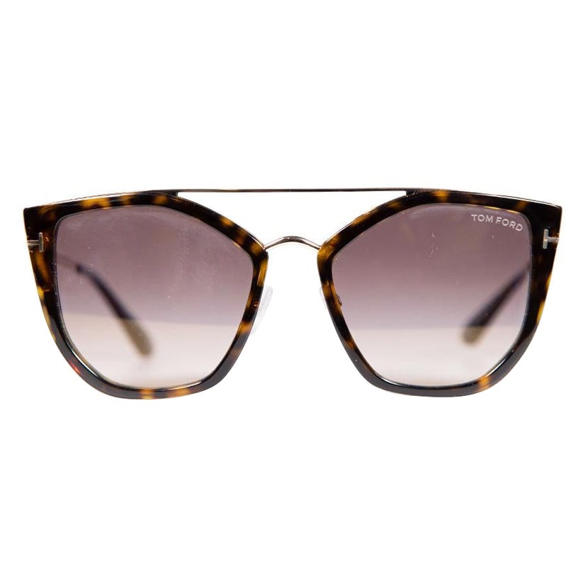 Tom Ford Dark Havana Cat Eye Sunglasses For Sale