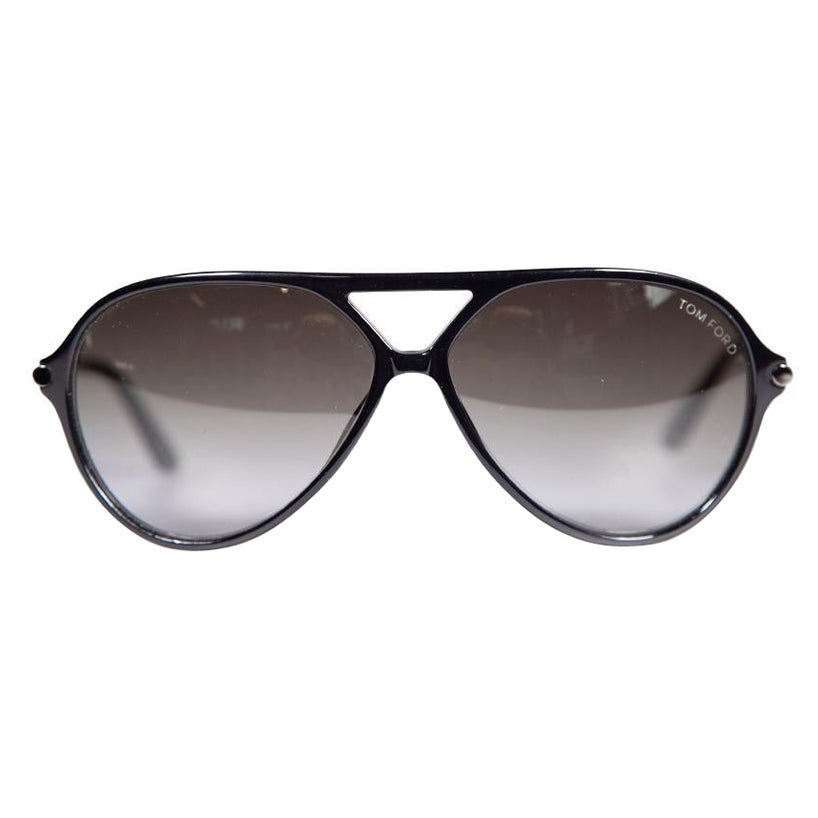 Tom Ford Shiny Black Leopold Sunglasses For Sale