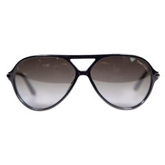 Glänzende schwarze Leopold-Sonnenbrille von Tom Ford