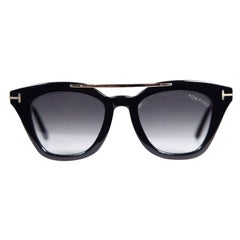 Tom Ford Glänzende schwarze quadratische Anna-Sonnenbrille