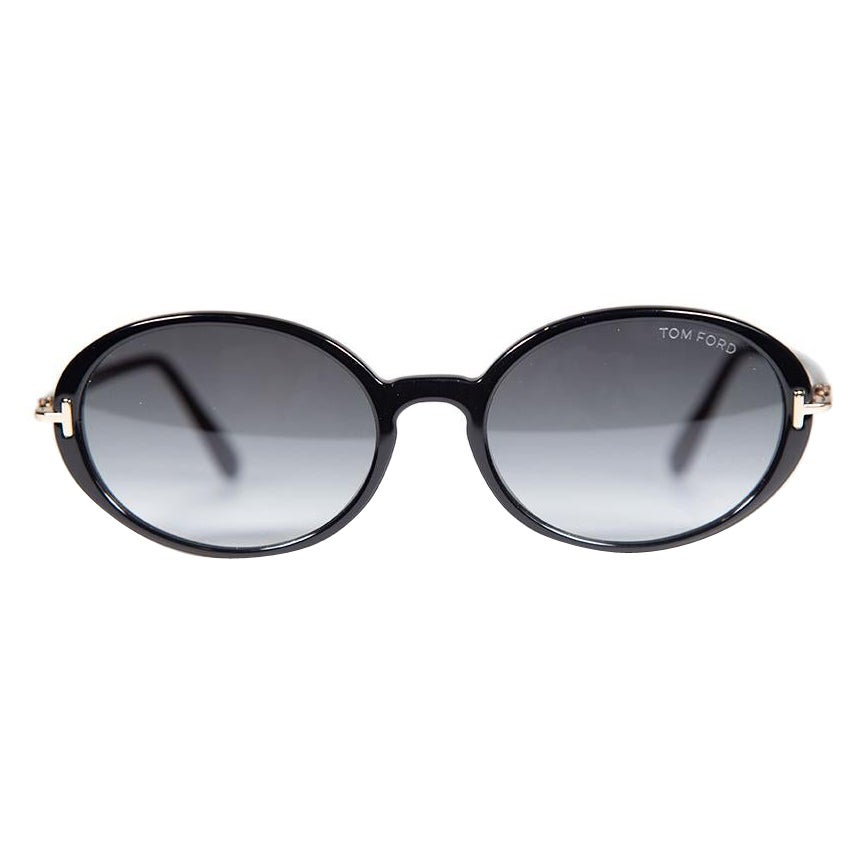 Ovale Tom Ford-Sonnenbrille in glänzendem Schwarz mit Raquel