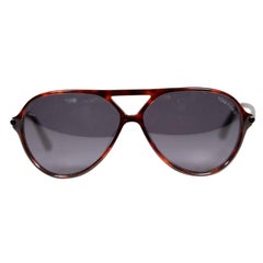 Used Tom Ford Red Havana Tortoiseshell Leopold Sunglasses