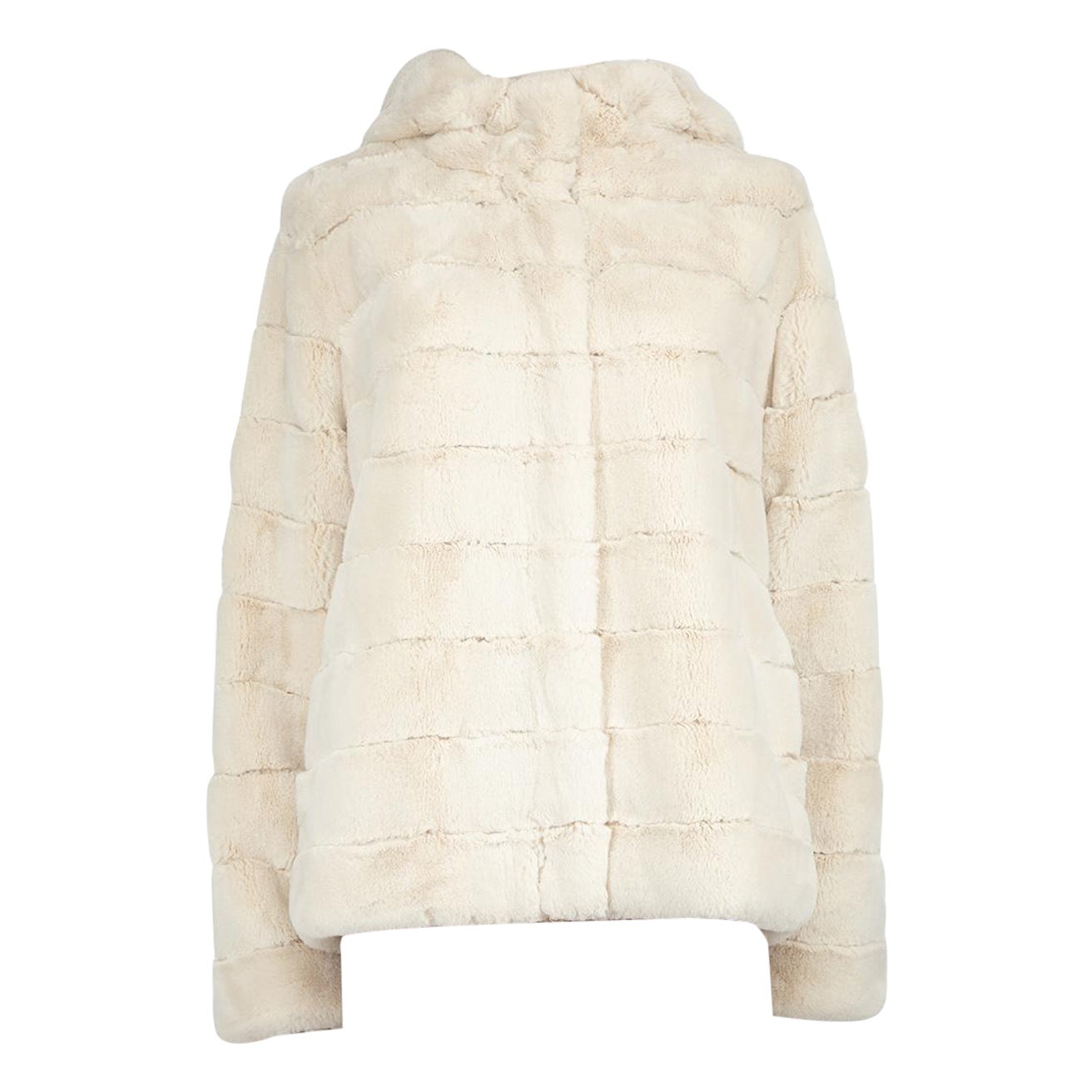 Albinea Ecru Faux Fur Coat Size XXXL For Sale