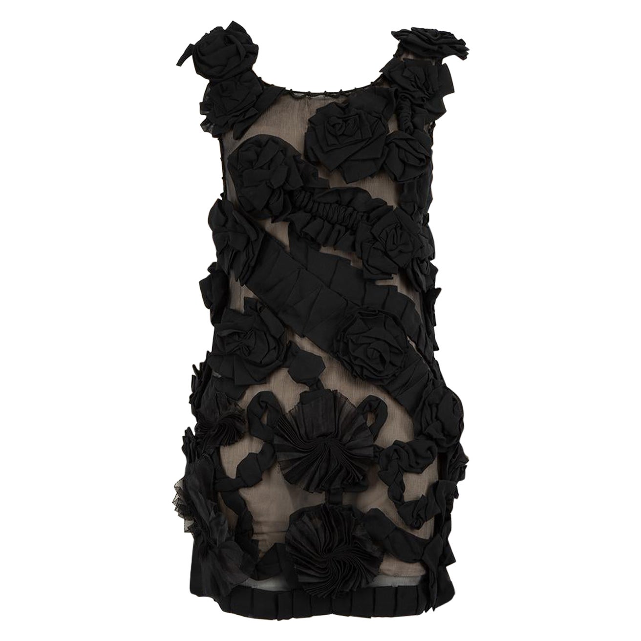 Nathan Jenden Black Silk Sheer Dress with Slip Size XS For Sale