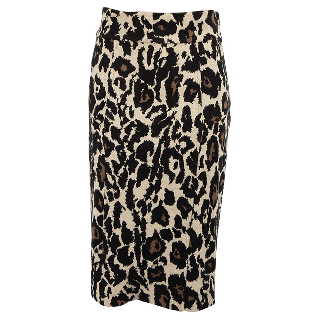 Diane Von Furstenberg Brown Leopard Pencil Skirt Size S For Sale