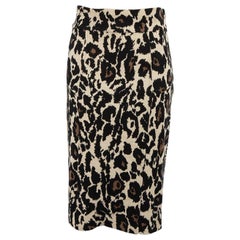 Used Diane Von Furstenberg Brown Leopard Pencil Skirt Size S
