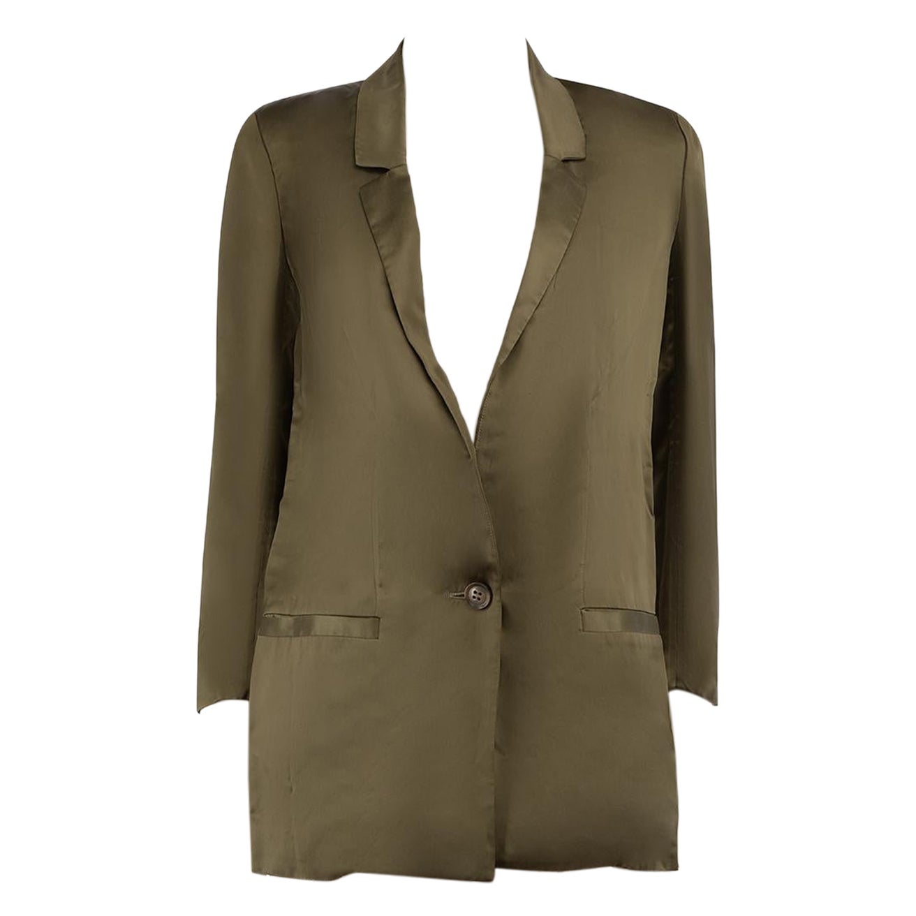 Diane Von Furstenberg Khaki Gathered Back Blazer Size XS For Sale