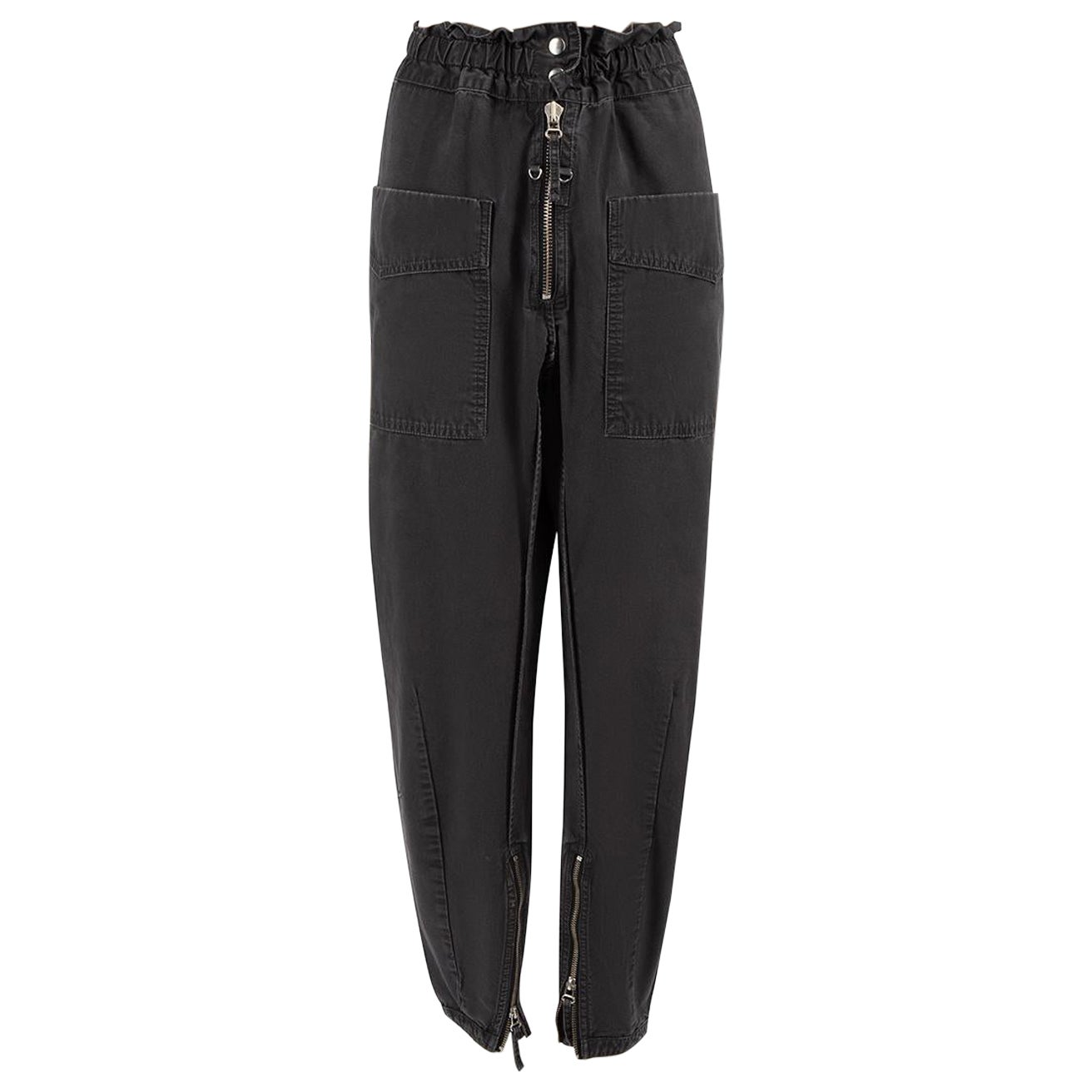 Isabel Marant Isabel Marant Étoile Grey Elastic Waist Zip Cuff Trousers Size XL For Sale