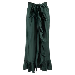 Isabel Marant Green Ruffle Trimmed Wrap Midi Skirt Size XS