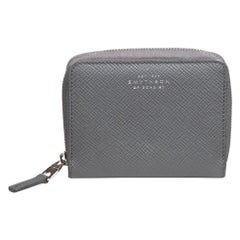 Used Smythson Grey Leather Zip Wallet