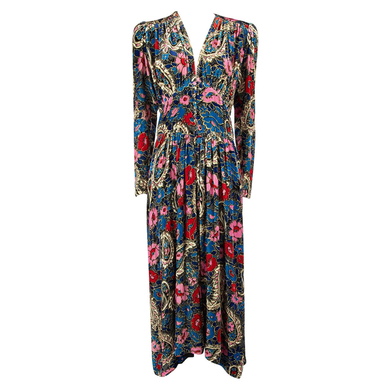 Isabel Marant Floral Velvet Moyranid Midi Dress Size L For Sale