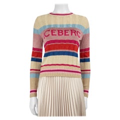 Vintage Iceberg Striped Glitter Logo Knit Jumper Size S