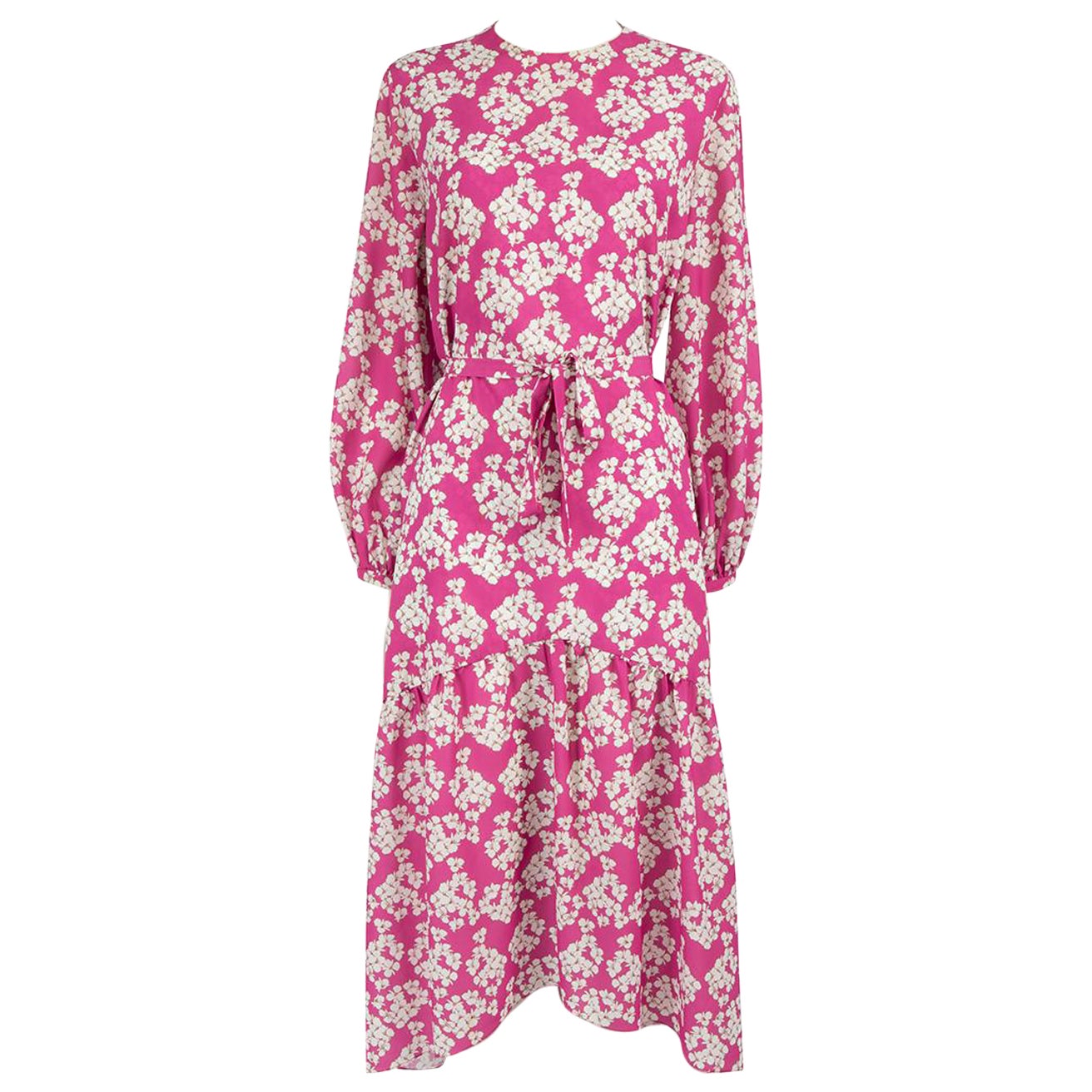 Borgo De Nor Pink Floral Midi Dress Size M For Sale