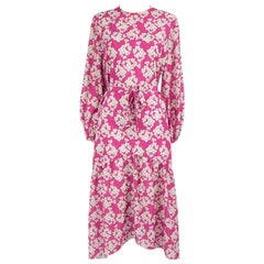 Borgo De Nor Pink Floral Midi Dress Size M